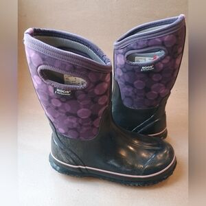 Kids Bogs Boot Sz 6 Waterproof Rain Snow Boot For -30°F Purple Black